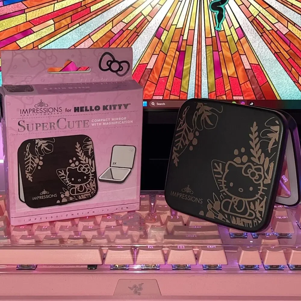 Impressions Vanity Hello Kitty Compact Mirror Black Touch Sensor Dimmer Sanrio